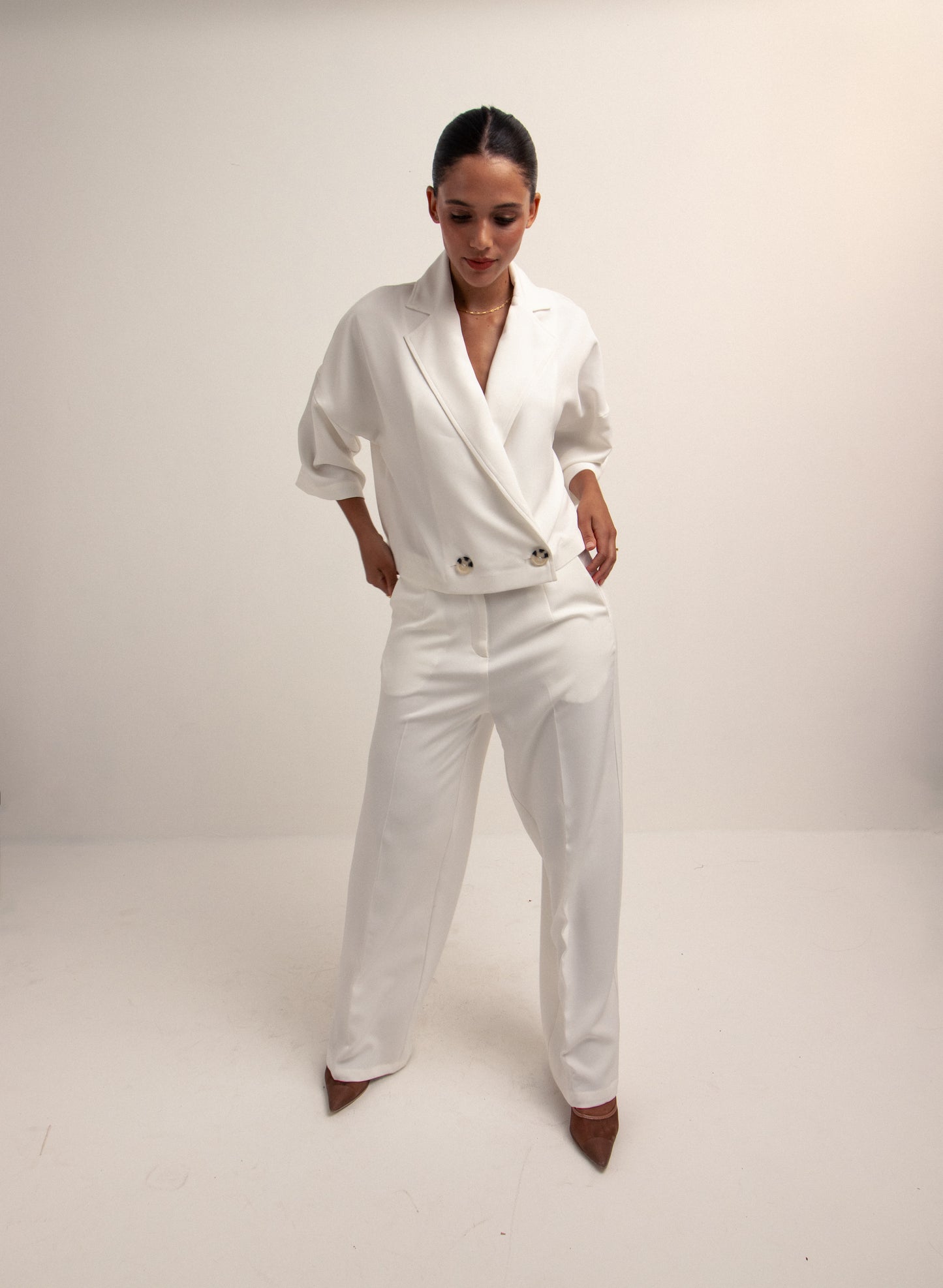 Boxy Double Breasted Cropped Jacket