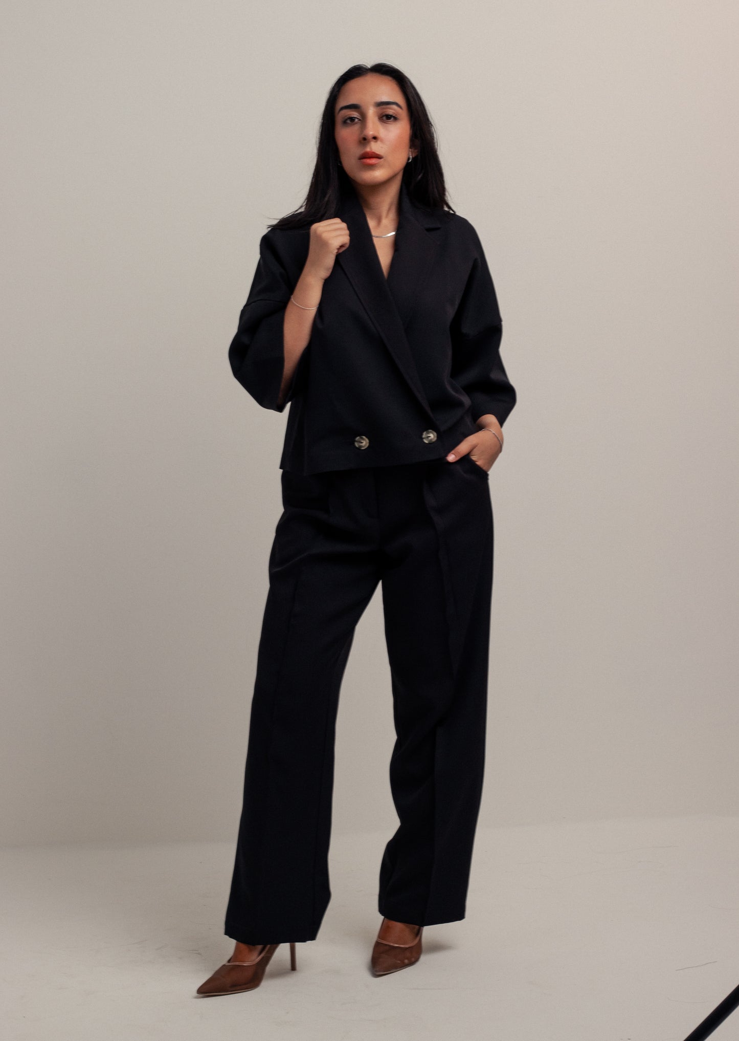 Boxy Double Breasted Cropped Jacket