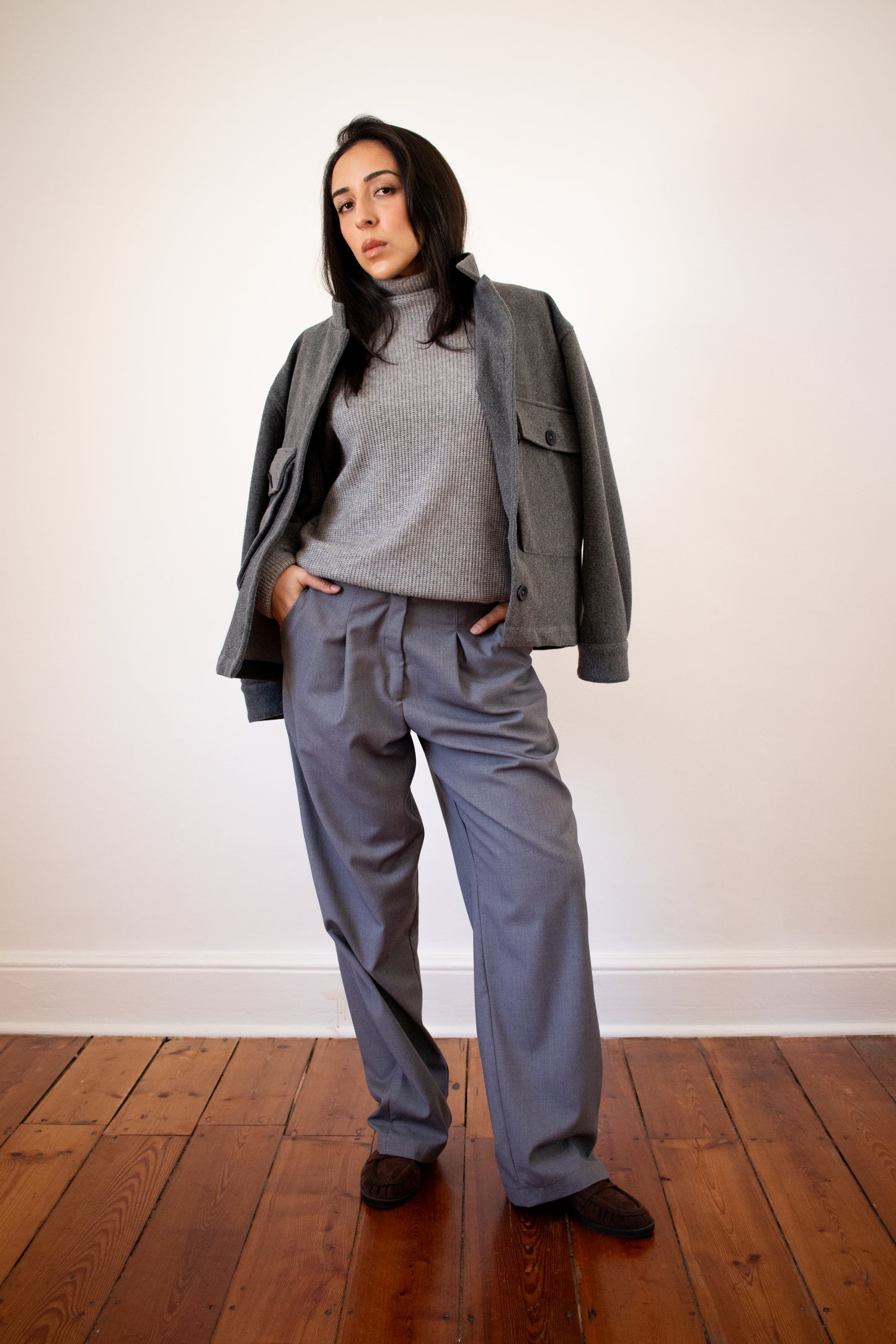 Straight Leg Wool Pants