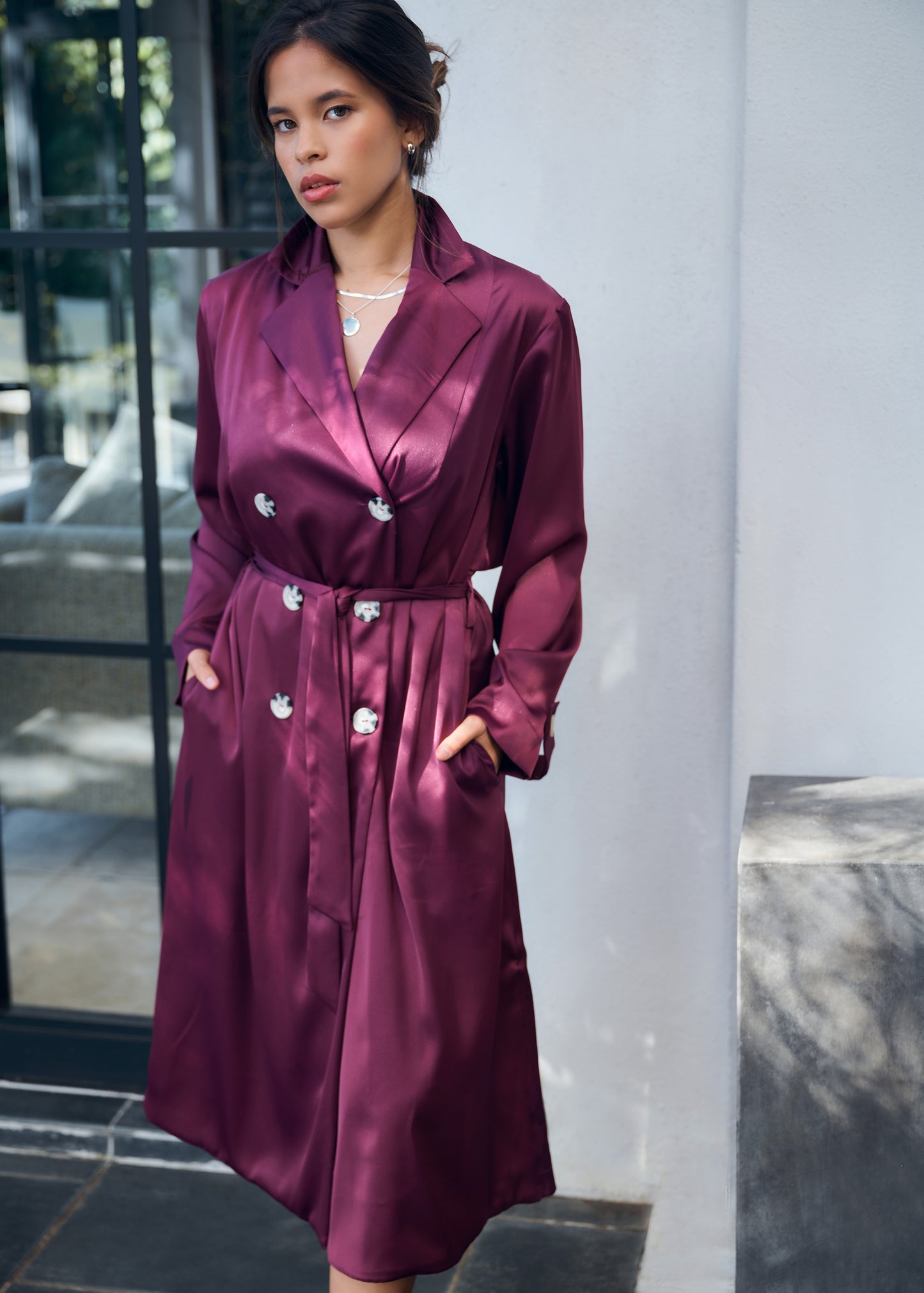 Fluid Satin Trench