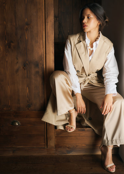 Sleeveless Belted Trench