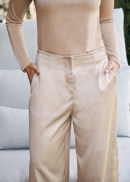 Wide Leg Satin Pants