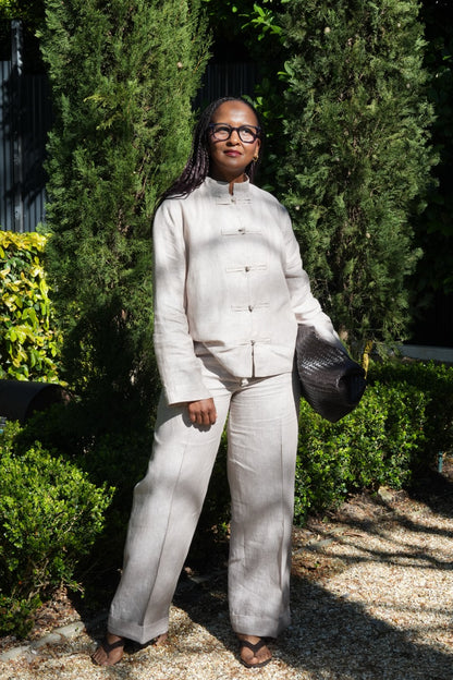 Linen Chambray Pin-tuck Pants