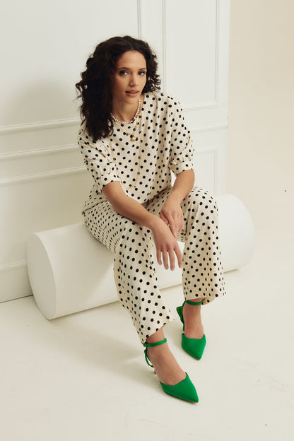 Polka Dot Flare Leg Pants