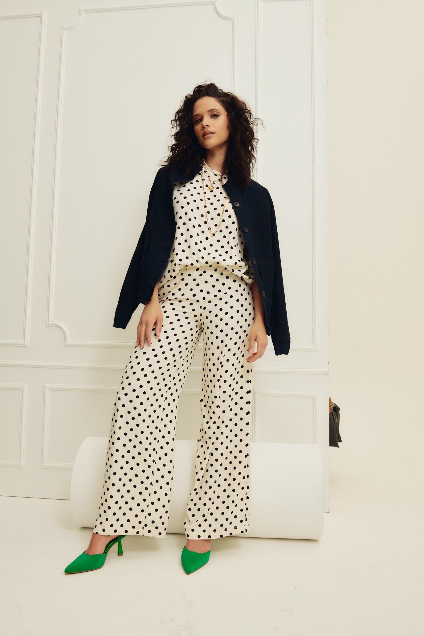 Polka Dot Flare Leg Pants