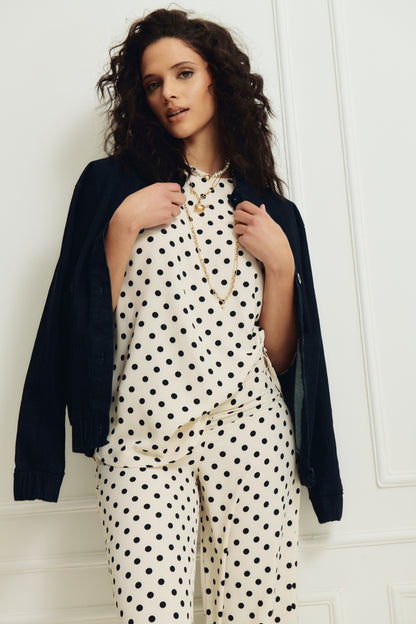 Polka Dot Flare Leg Pants