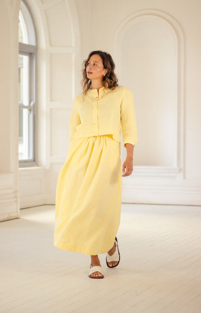 Long Gathered Linen Skirt