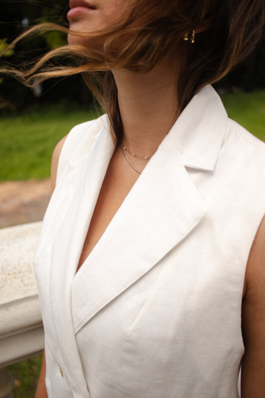 Sleeveless Linen Lined Jacket