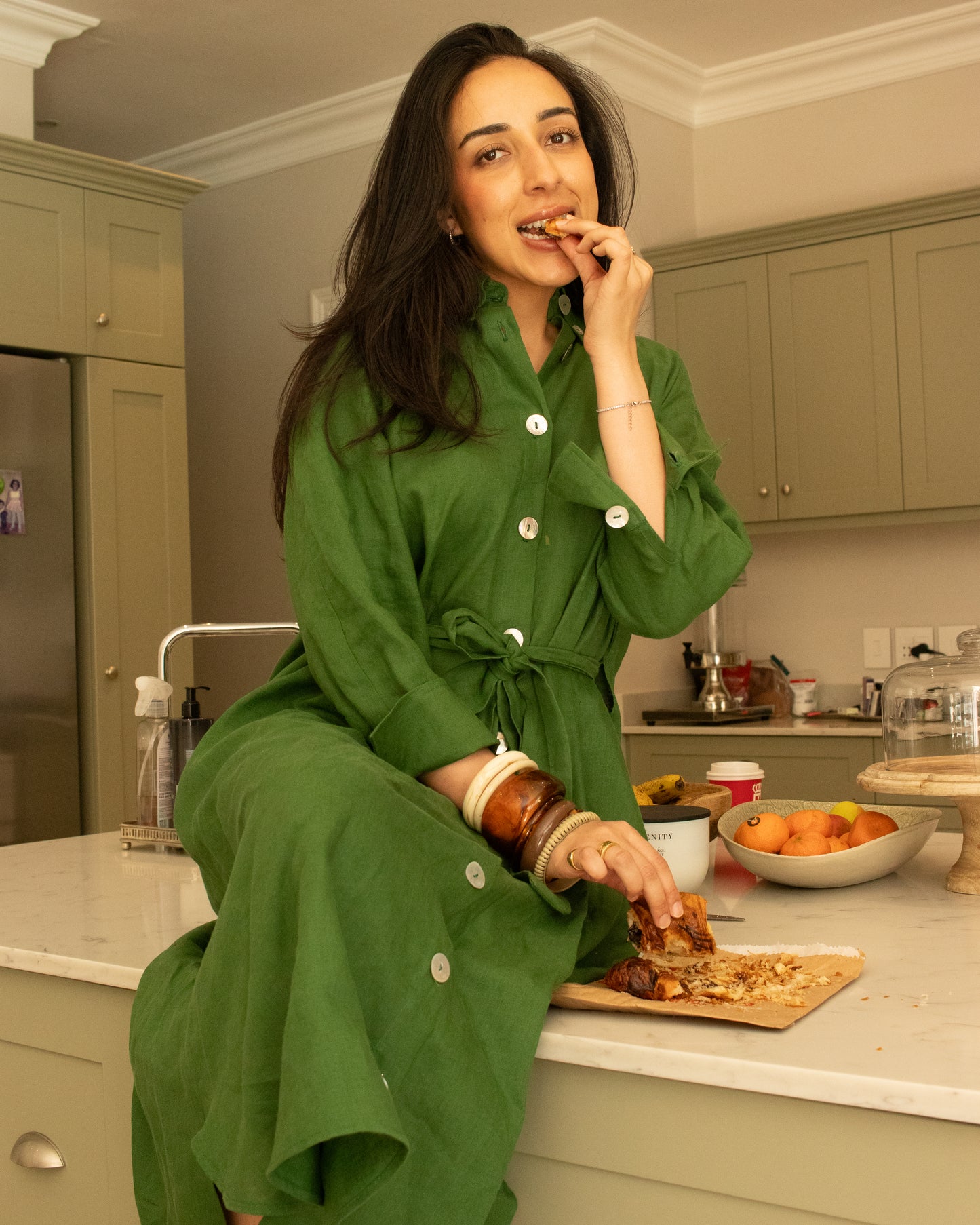 Cape Inspired Linen Midi Dress