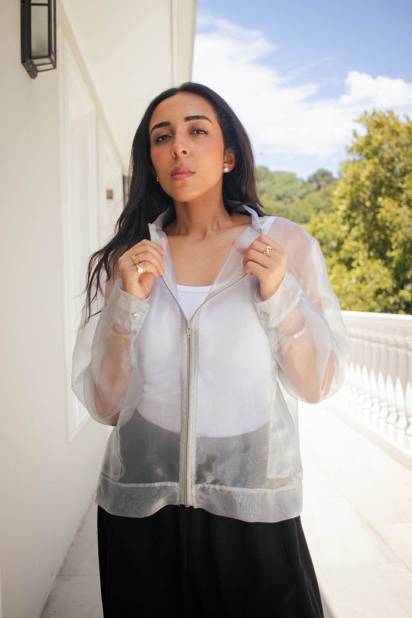 Sheer Organza Bomber