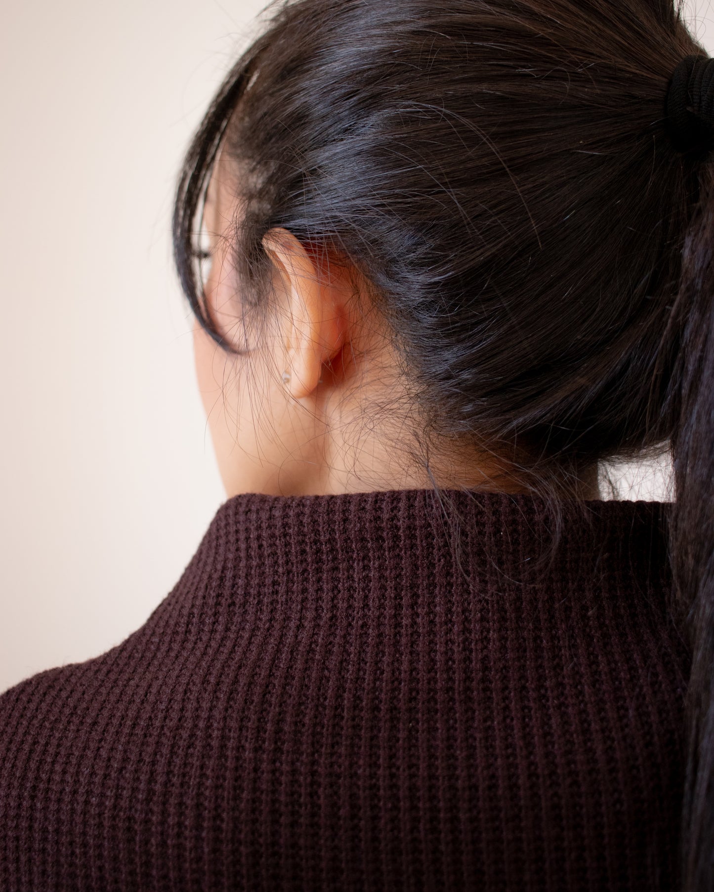 Funnel Neck Rib Knit