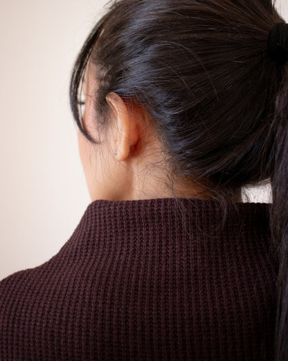 Funnel Neck Rib Knit