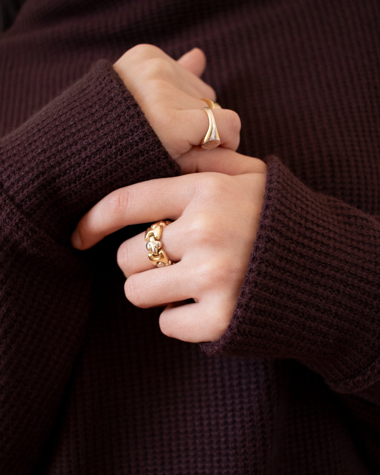 Funnel Neck Rib Knit
