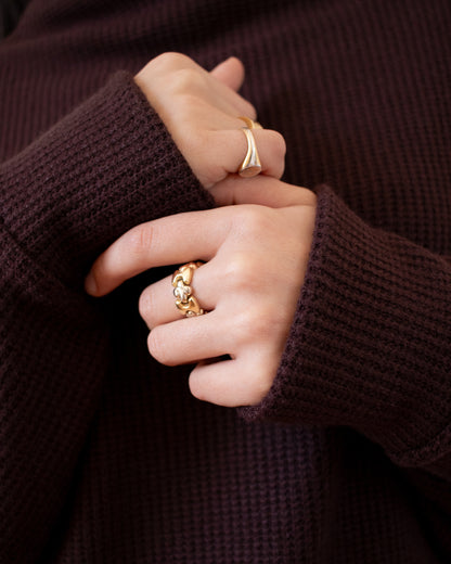 Funnel Neck Rib Knit