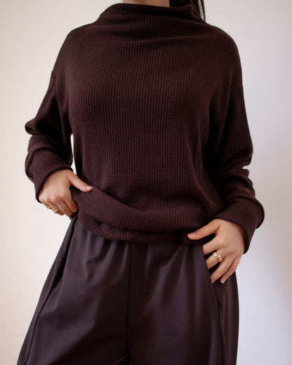 Funnel Neck Rib Knit