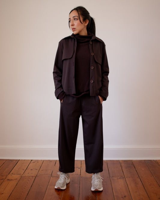 Cropped Fine Knit Flap Jacket