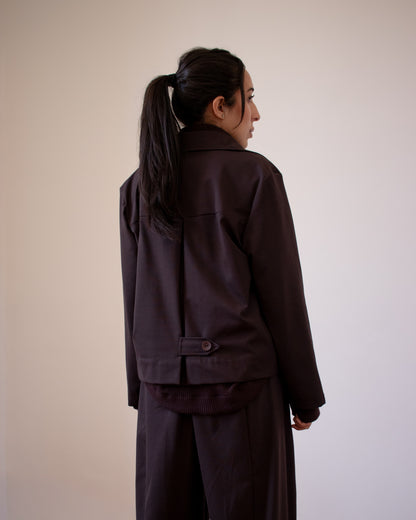 Cropped Fine Knit Flap Jacket