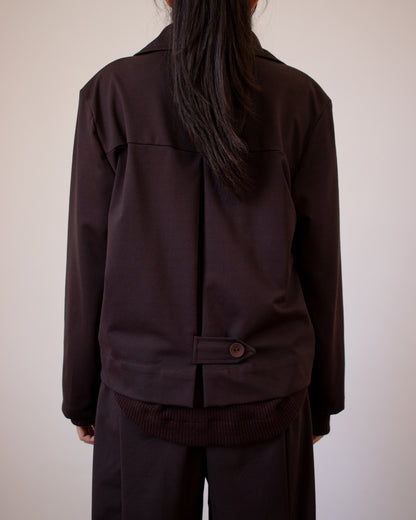 Cropped Fine Knit Flap Jacket