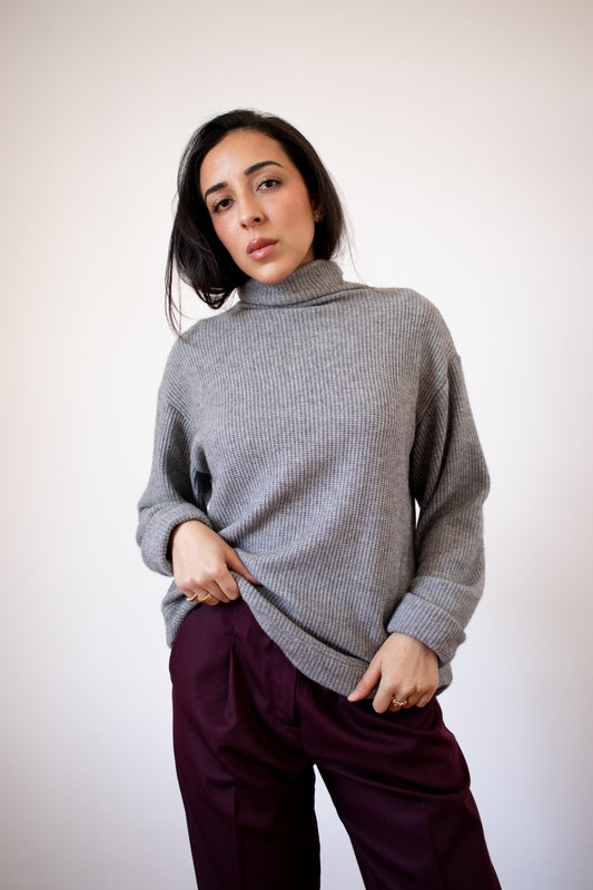 Funnel Neck Rib Knit