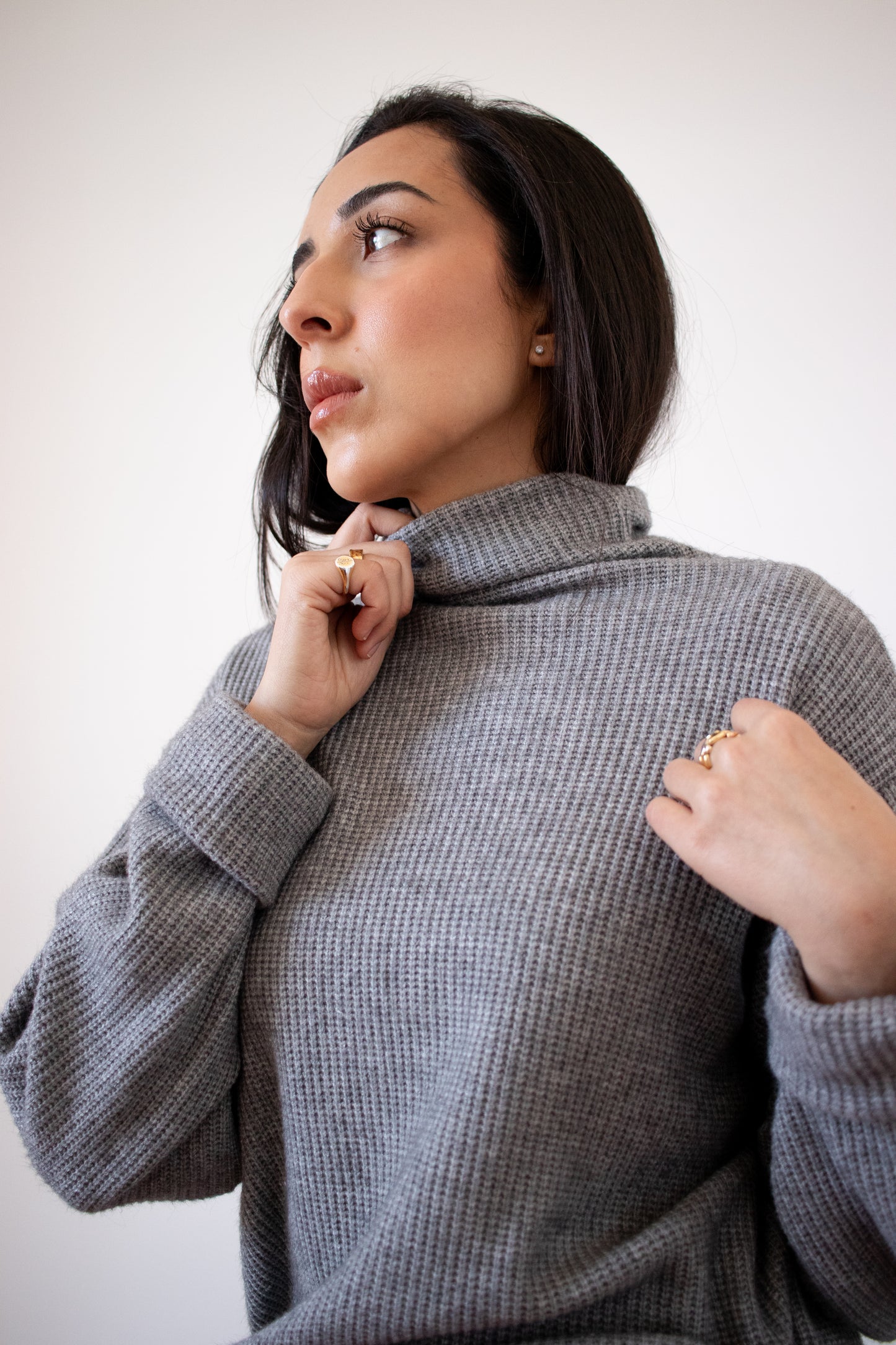 Funnel Neck Rib Knit